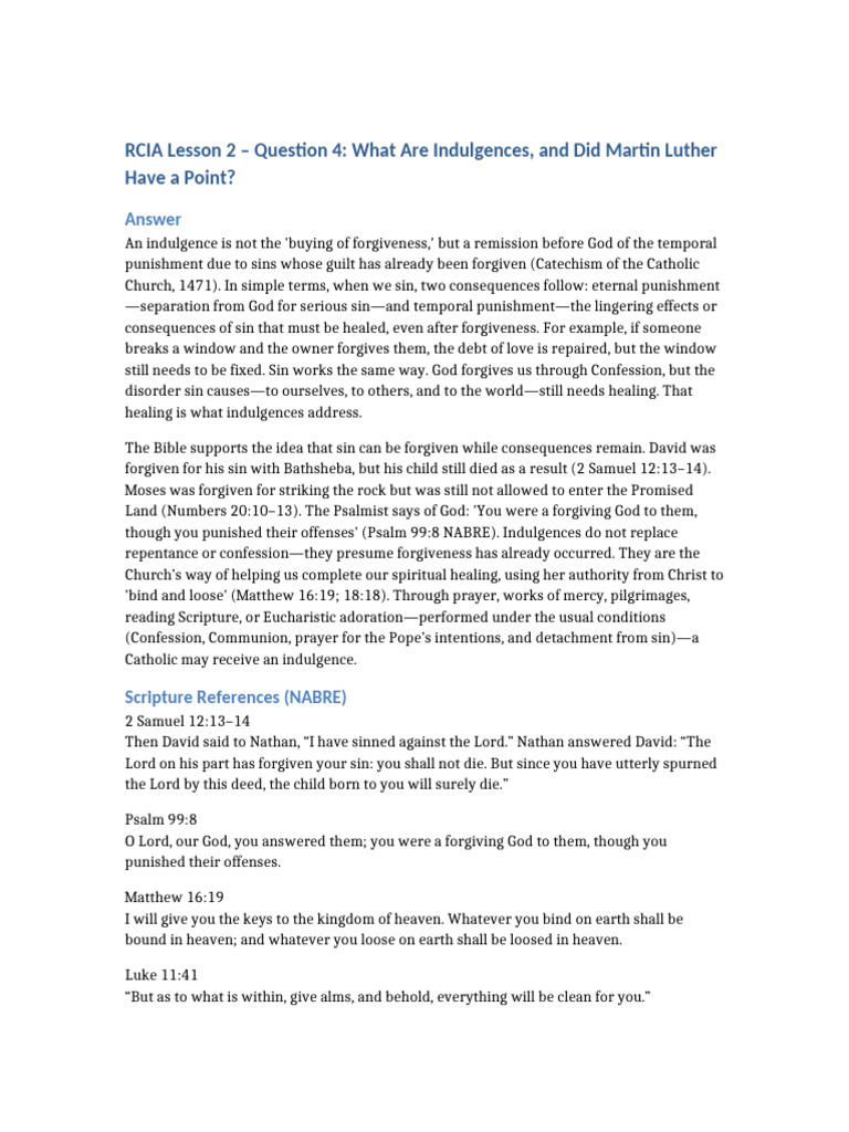 Understanding Indulgences and Luther's Critique | PDF | Indulgence ...