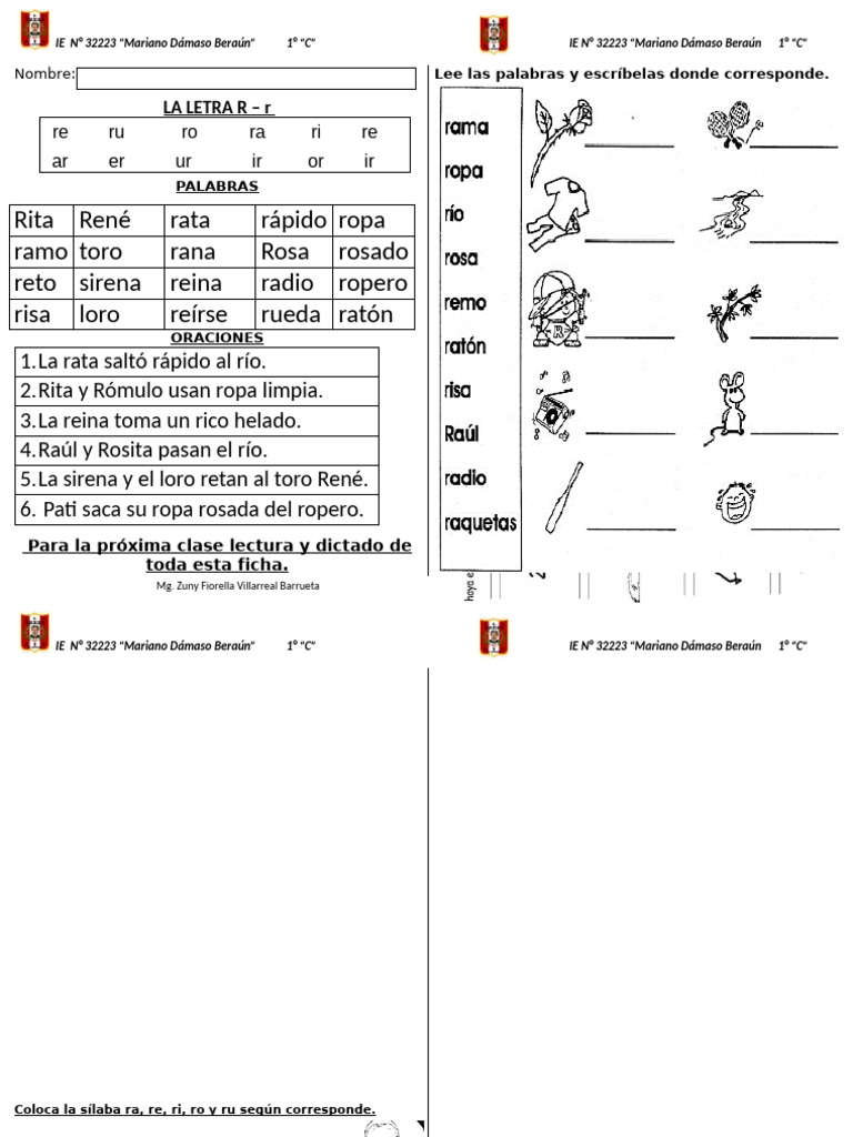 Lectura corta con la letra R | PDF