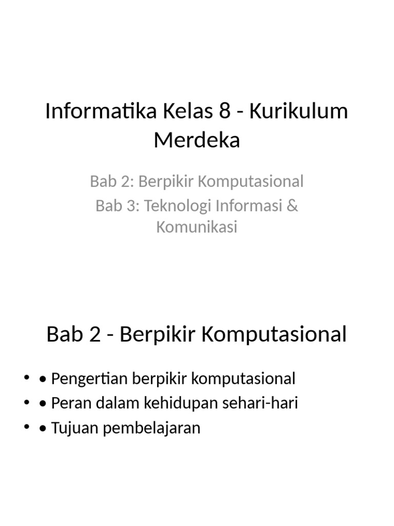 Informatika Kelas 8: Berpikir Komputasional & TIK | PDF