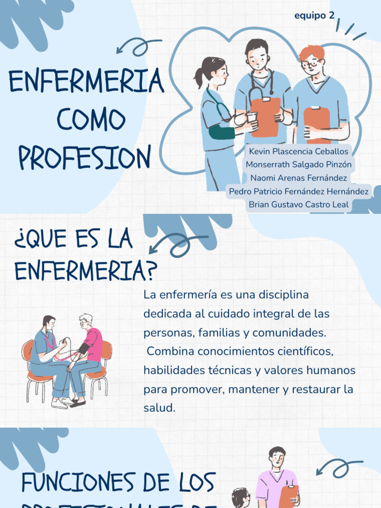 ENFERMERIA COMO PROFESION Equipo 2 | PDF | Enfermería | Cuidado de la salud