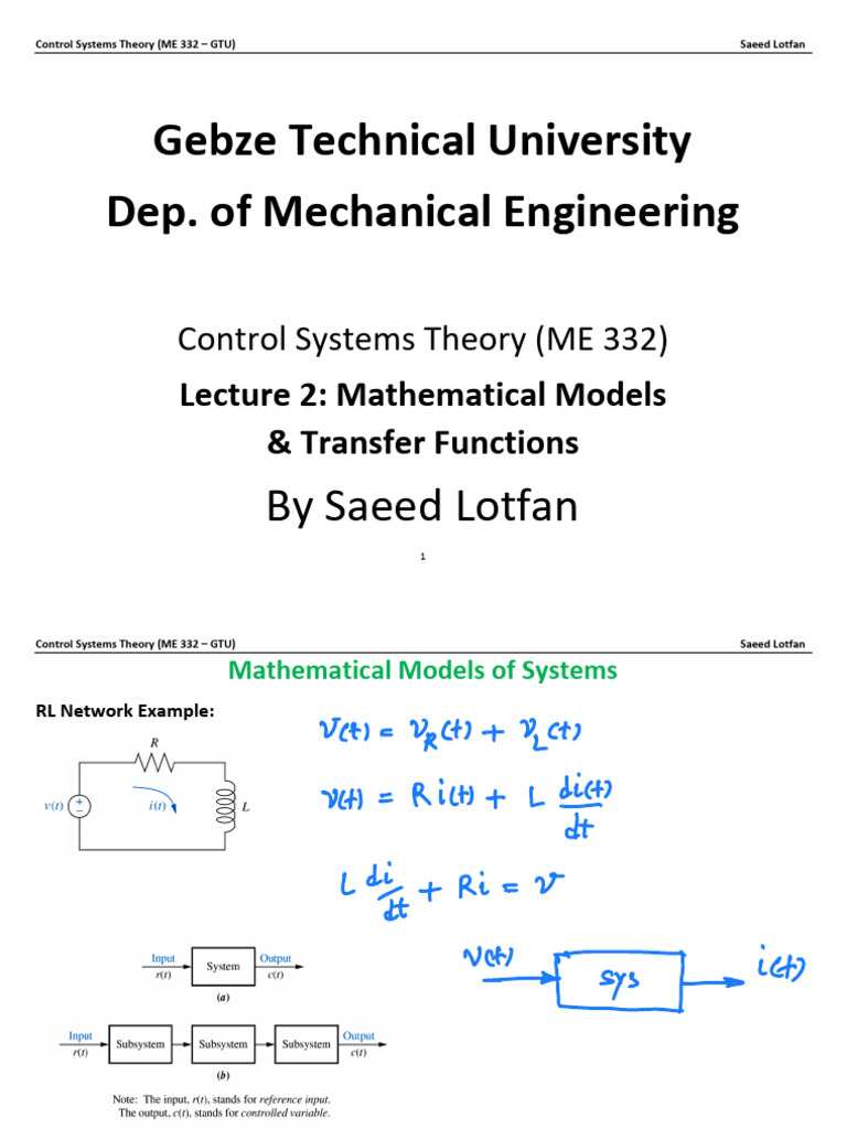 Control Systems: Models & Transfer Functions | PDF | Amplifier ...