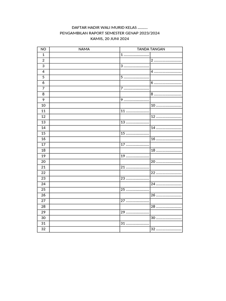Form Daftar Hadir | PDF