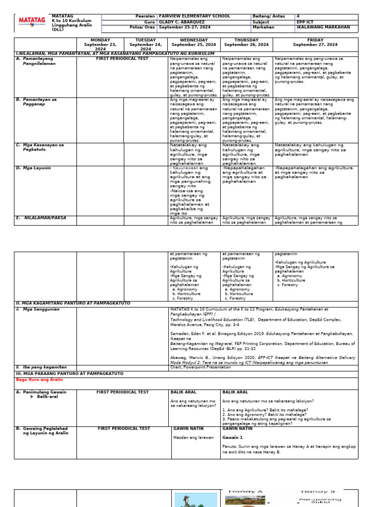 MATATAG DLL WEEK 1 EPP G4 q2 | PDF