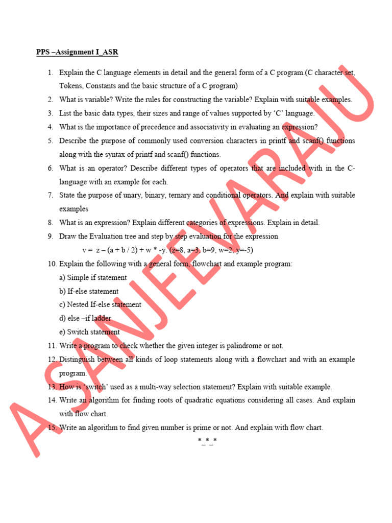 PPS Assignment I ASR | PDF