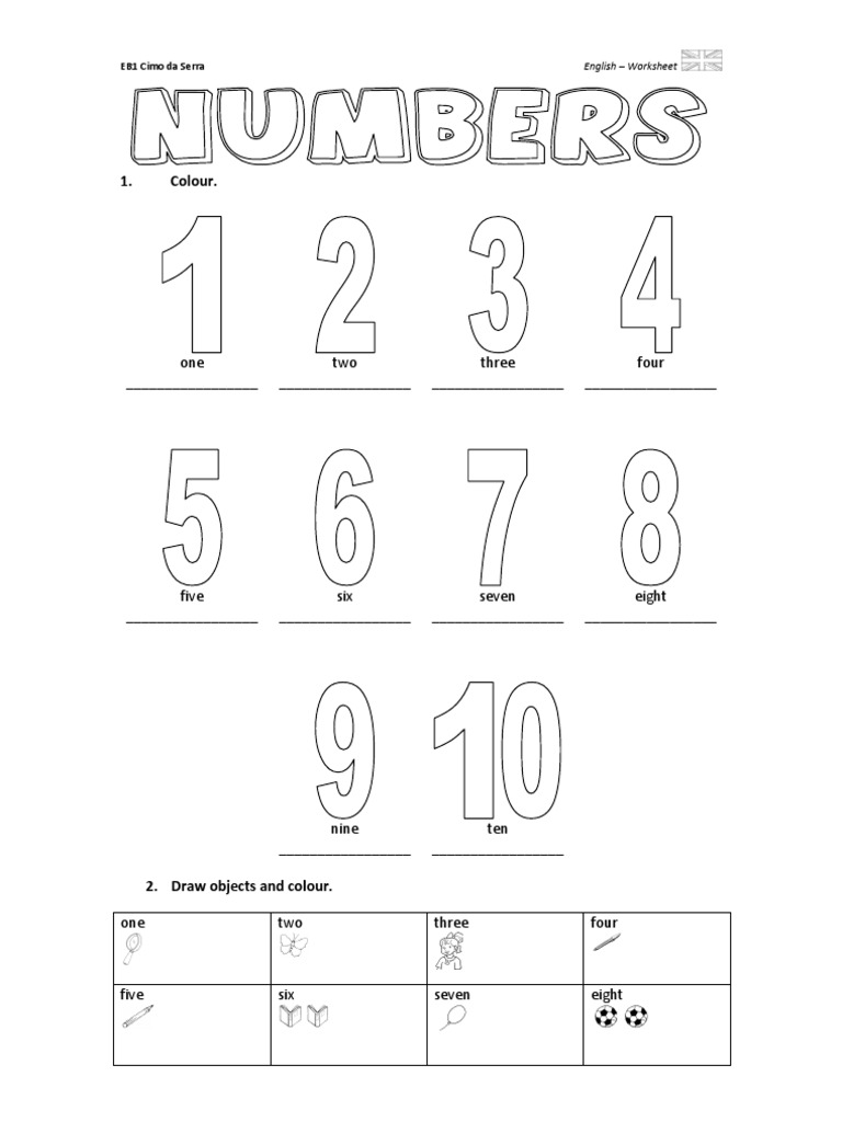 numbers worksheet