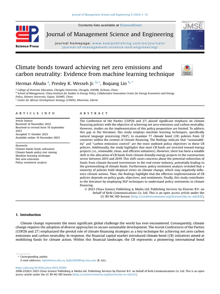 1 s2.0 S2096232023000495 Main | PDF | Climate Change Mitigation | Policy