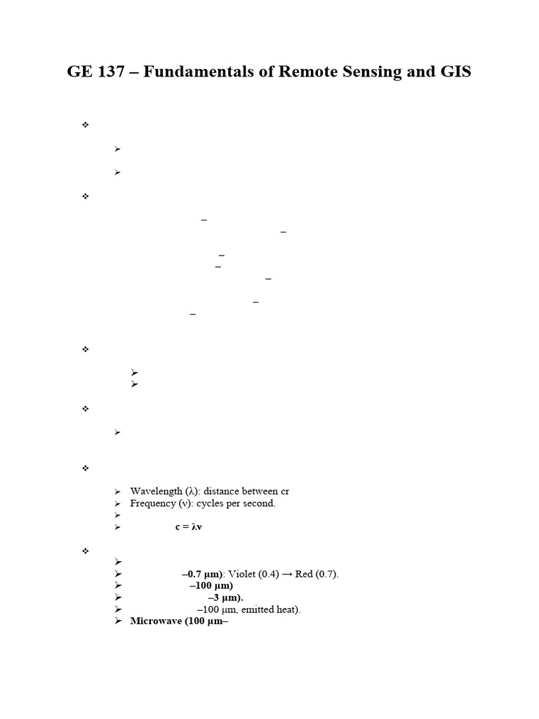 Remote Sensing and GIS Fundamentals | PDF | Electromagnetic Radiation ...