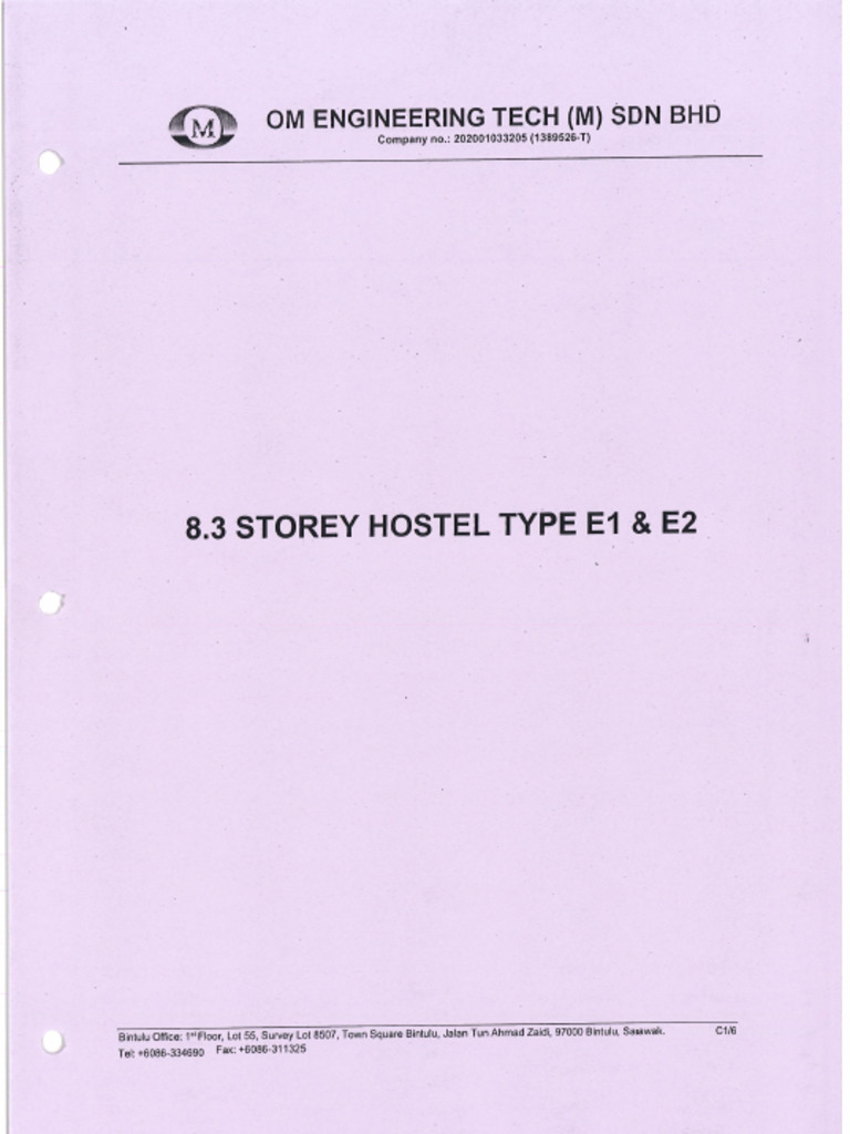 Appendix B - 8.3 Storey Hostel Type E1 & E2 | PDF