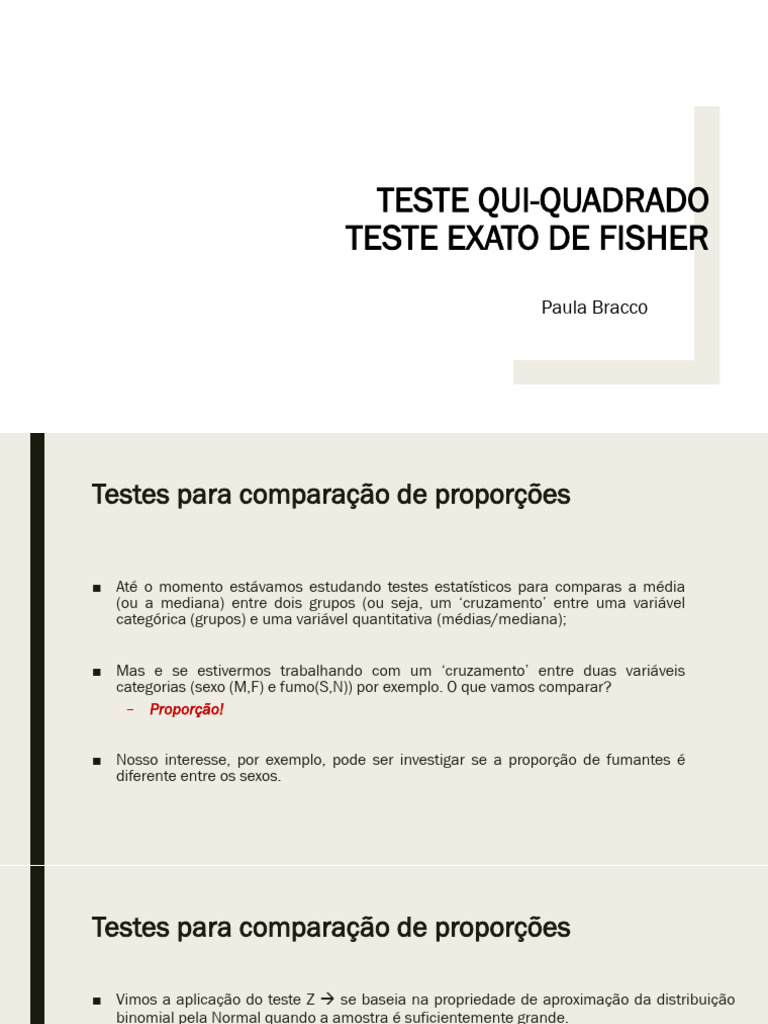Teste Qui-Quadrado para Proporções | PDF | Variável categórica ...