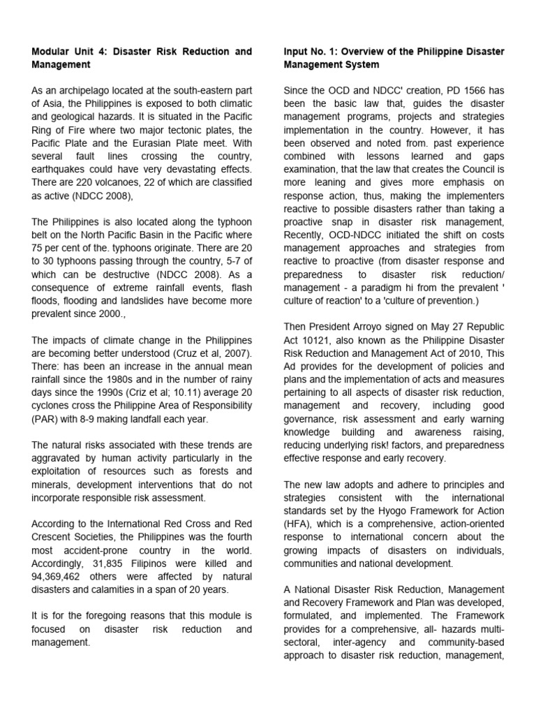 Philippines Disaster Risk Management Guide | PDF | Natural Disasters ...