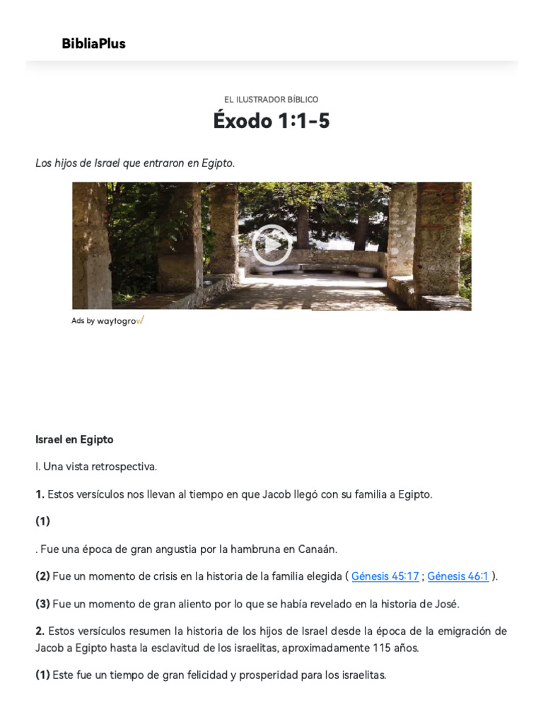 Historia de Israel en Egipto: Éxodo 1 | PDF | Libro del éxodo | Libro ...