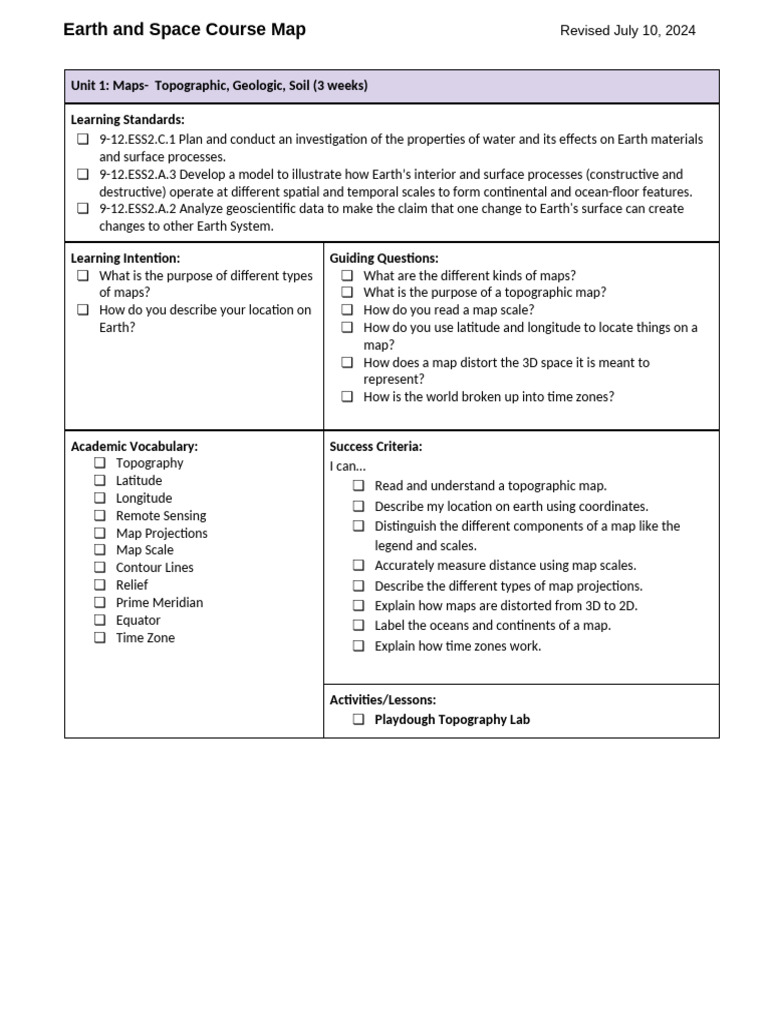 Earth and Space Course Overview | PDF | Plate Tectonics | Earth Sciences