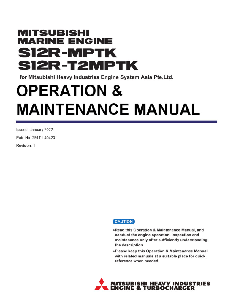 Mitsubishi S12R-MPTK Engine Manual | PDF | Motor Oil | Manual Transmission