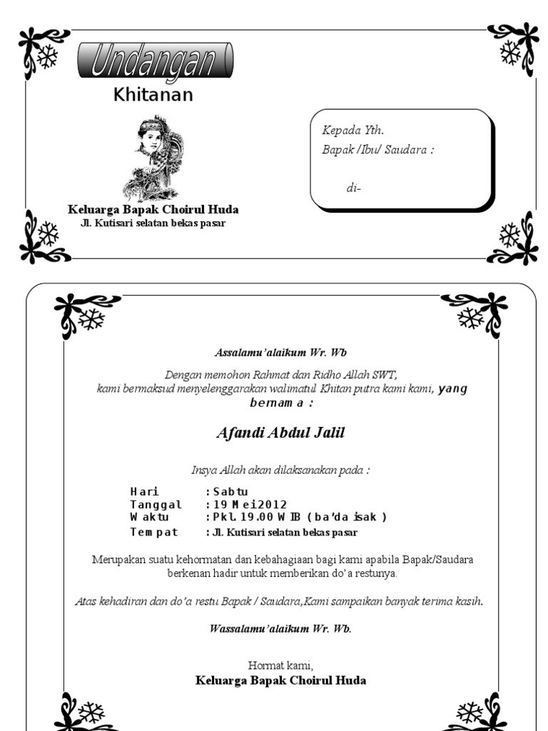 Undangan syukuran khitan