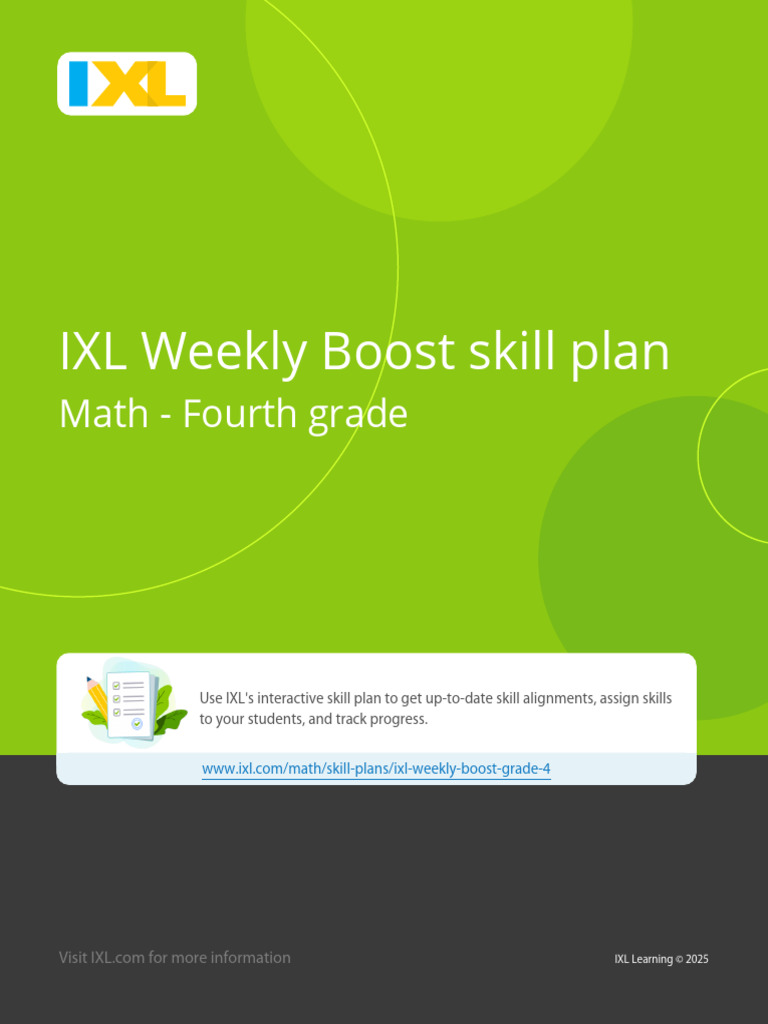 IXL Weekly Boost: 4th Grade Math Plan | PDF | Elementary Mathematics ...