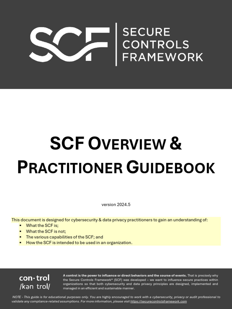 SCF Overview for Cybersecurity Practitioners | PDF | Risk | Risk Management