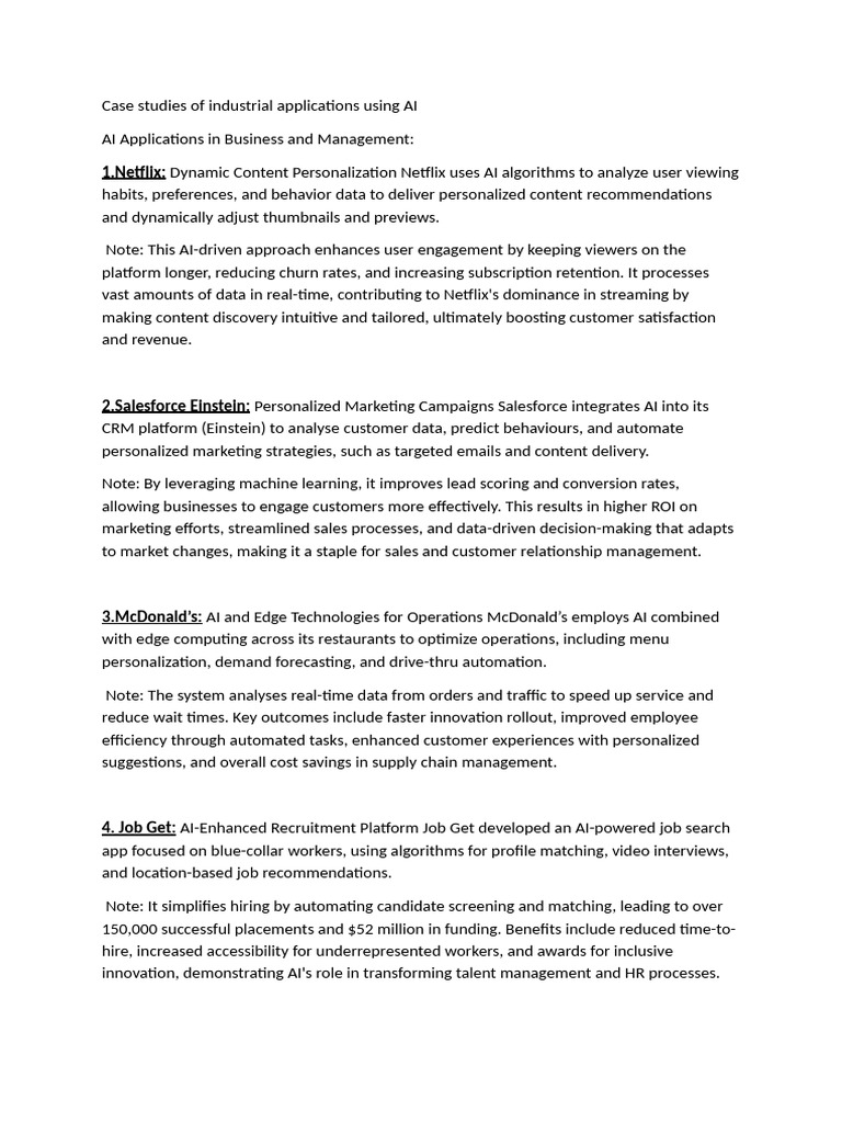 AI Case Studies in Industrial Applications | PDF | Artificial ...