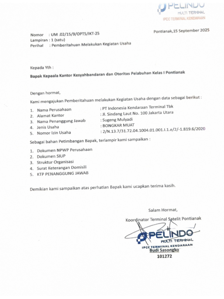 01 Surat Permohonan PMKU | PDF
