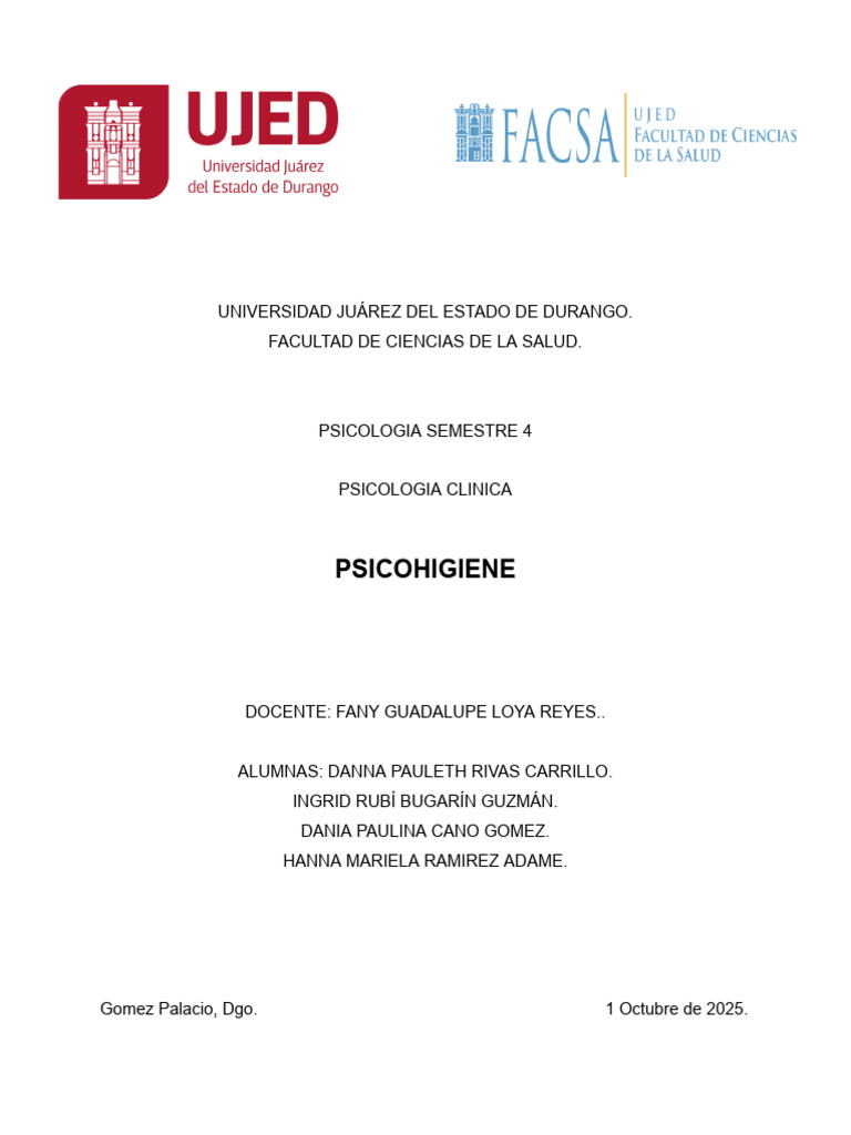 Psicohigiene y Salud Mental en Psicología | PDF | Salud mental | Sicología