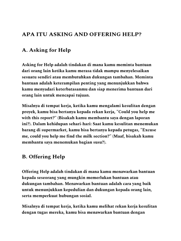 Memahami Asking dan Offering Help | PDF