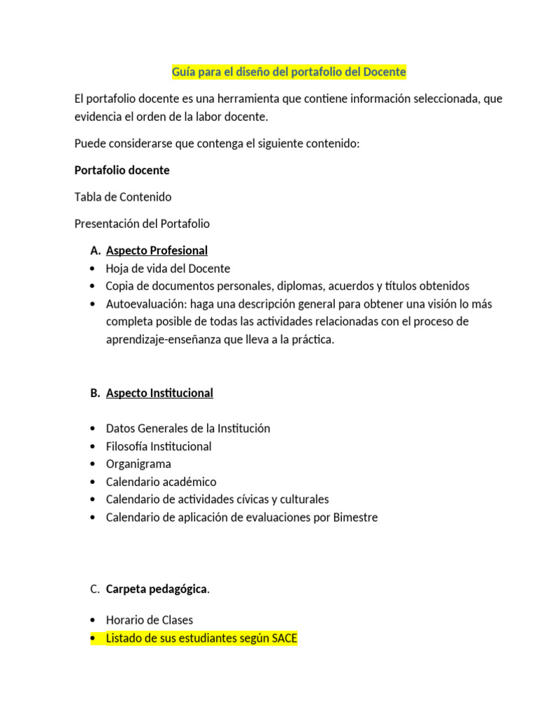 Portafolio Del Docente | PDF