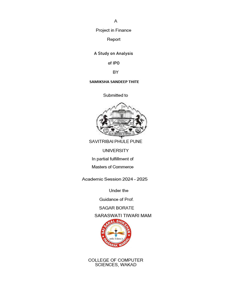 IPO Analysis Project Report | PDF | Initial Public Offering | Private ...
