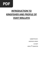 Introduction To Kingfisher and Profile of Vijay Mallaya