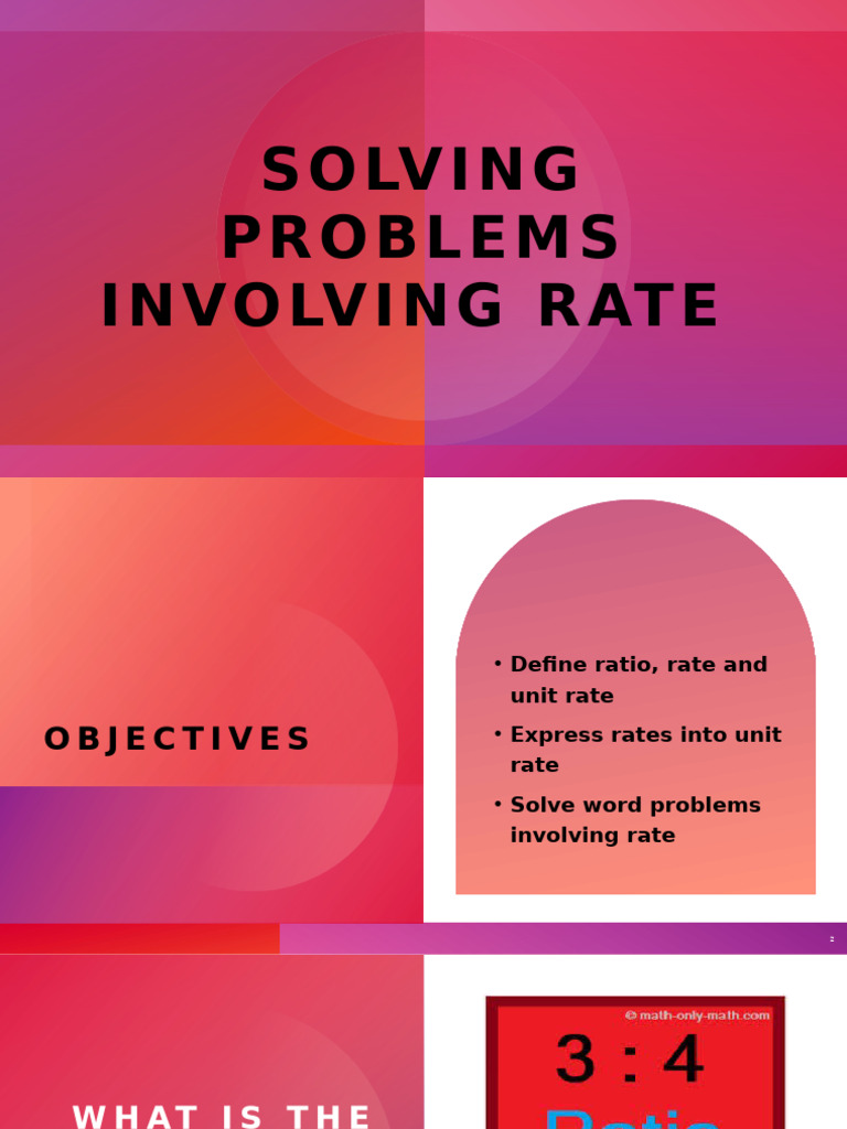 Solving Rate Problems and Unit Rates | PDF