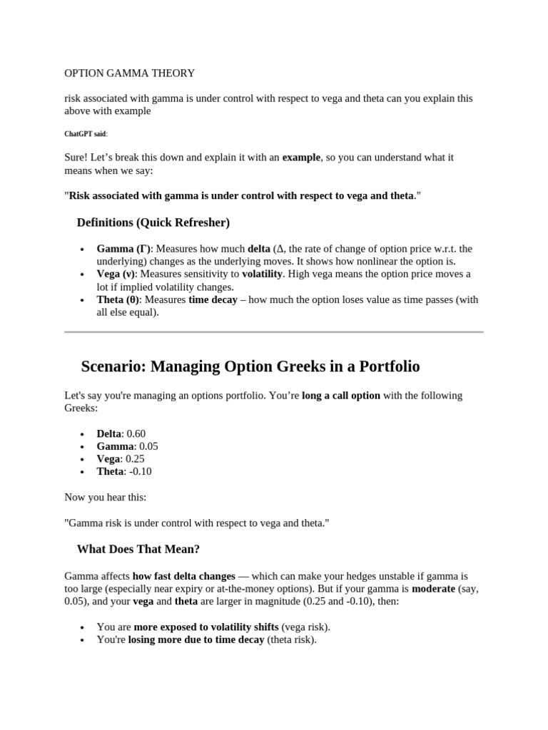 Understanding Gamma Risk in Options | PDF