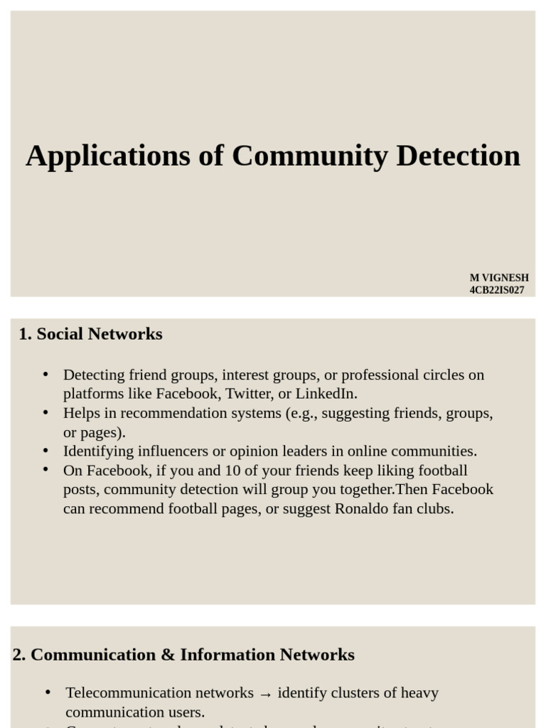 Community Detection Applications Explained | PDF | Computing | Cyberspace