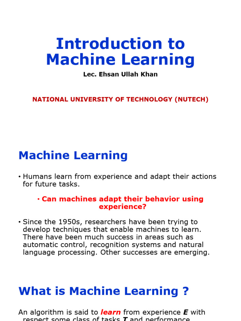 Introduction to Machine Learning Concepts | PDF