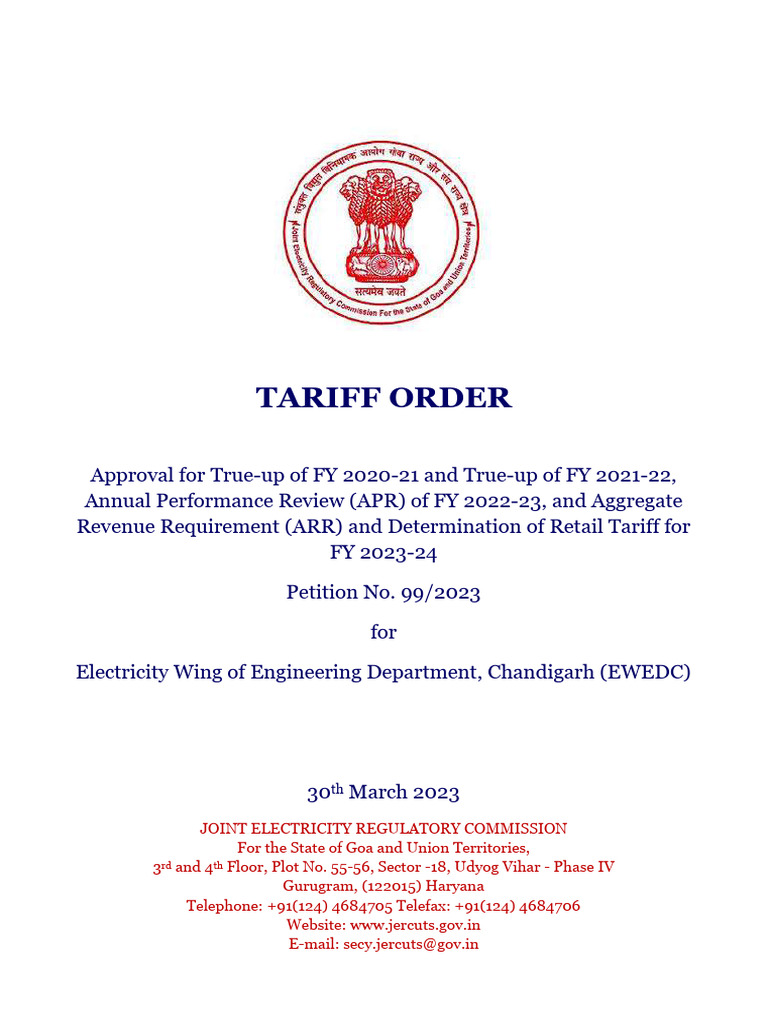 JERC Tariff Order for FY 2023-24 | PDF | Expense | Revenue