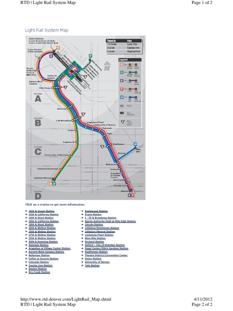 Denver Light Rail Station List | PDF | Travel
