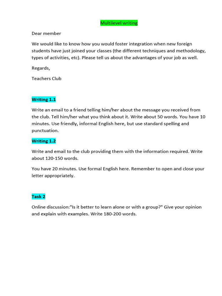 Multilevel Writing Techniques for Integration | PDF | Learning ...