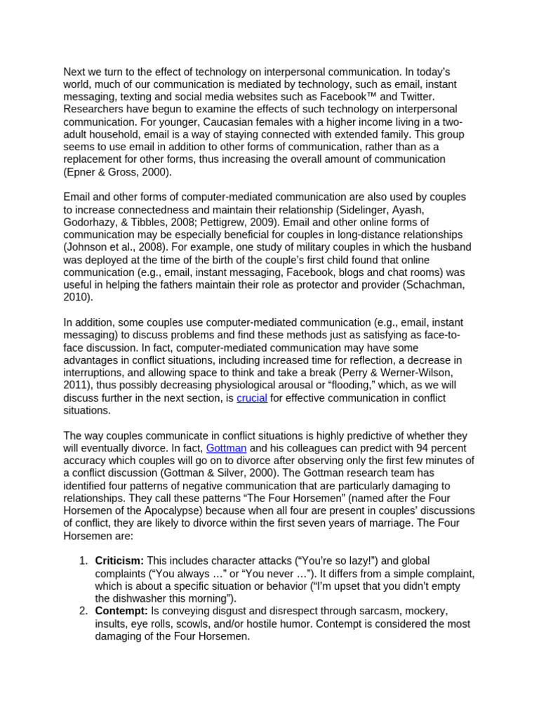 Impact of Technology on Couple Communication | PDF | Communication ...