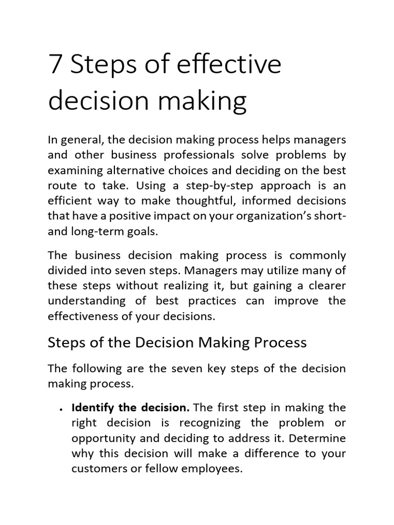 7 Steps of Effective Decision Making | PDF | Decision Making | Information