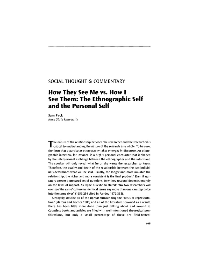 Ethnographic vs. Personal Self Insights | PDF