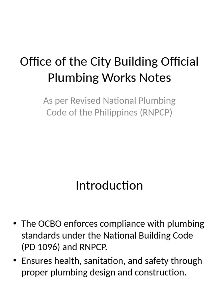 RNPCP Compliance for Plumbing Works | PDF