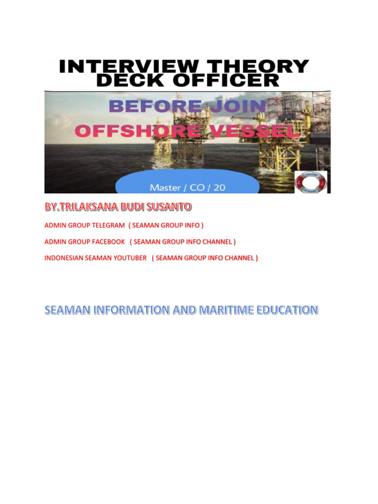 Interview Theory For Deck Officer - Offshore Vessel | PDF | Ships | Sailor