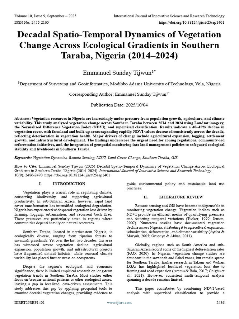 Decadal Spatio-Temporal Dynamics of Vegetation Change Across Ecological ...