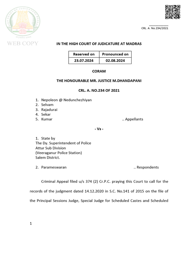 Crl. A. No.234 of 2021 | PDF | Prosecutor | Witness