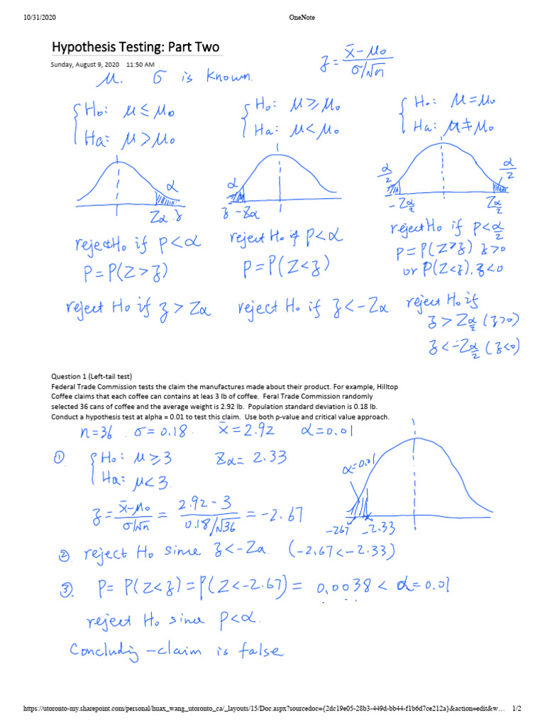 Hypothesis Testing Examples and Solutions | PDF