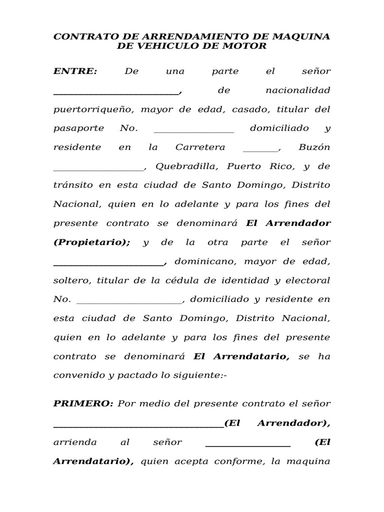 Contrato de Arrendamiento de Retroexcavadora | PDF