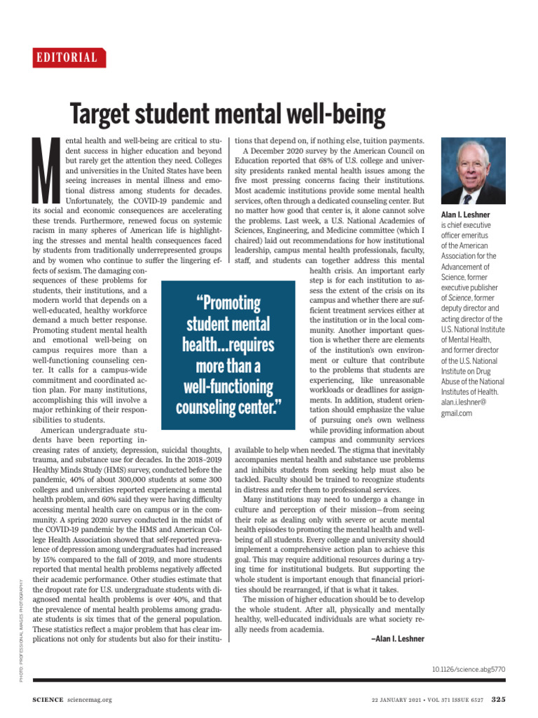 89 Student Mental Well-Being | PDF | Mental Health | Substance Abuse