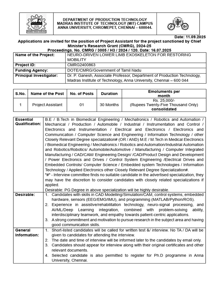 CMRG2400863 Recruitment Project Assistant Production | PDF ...