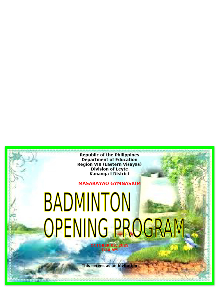 Opening Program Badminton | PDF