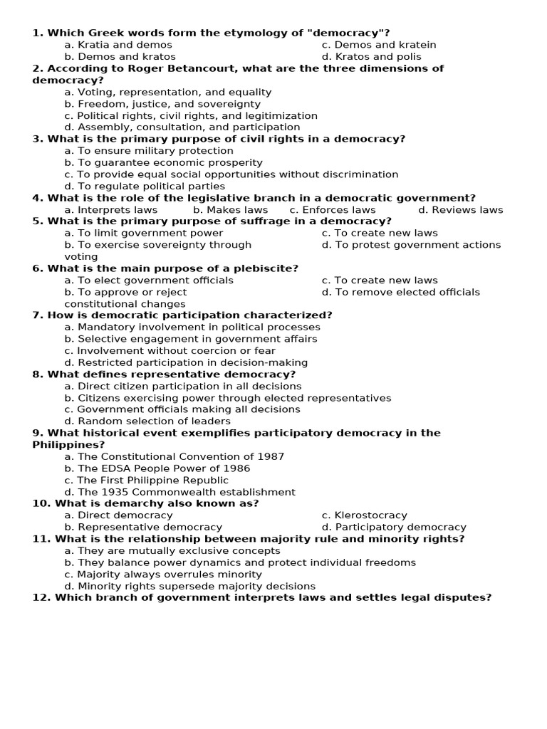 Key Concepts of Democracy Explained | PDF | Democracy | Political ...