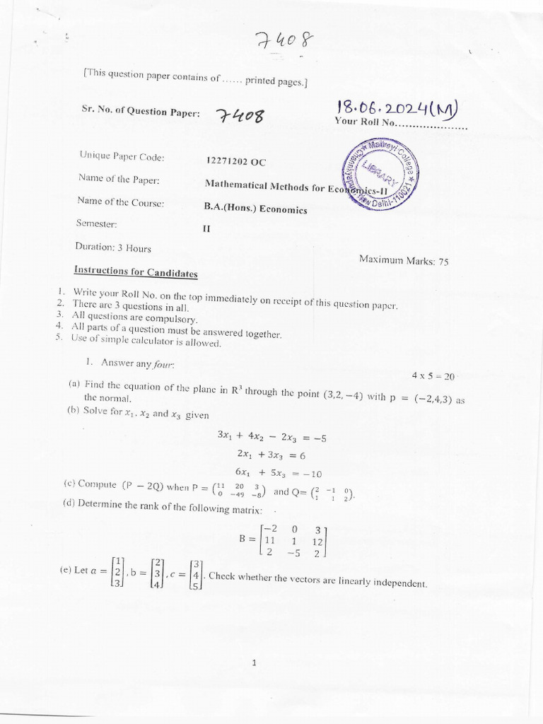 Mathematics Question Paper for Exam | PDF | Algebra | Calculus