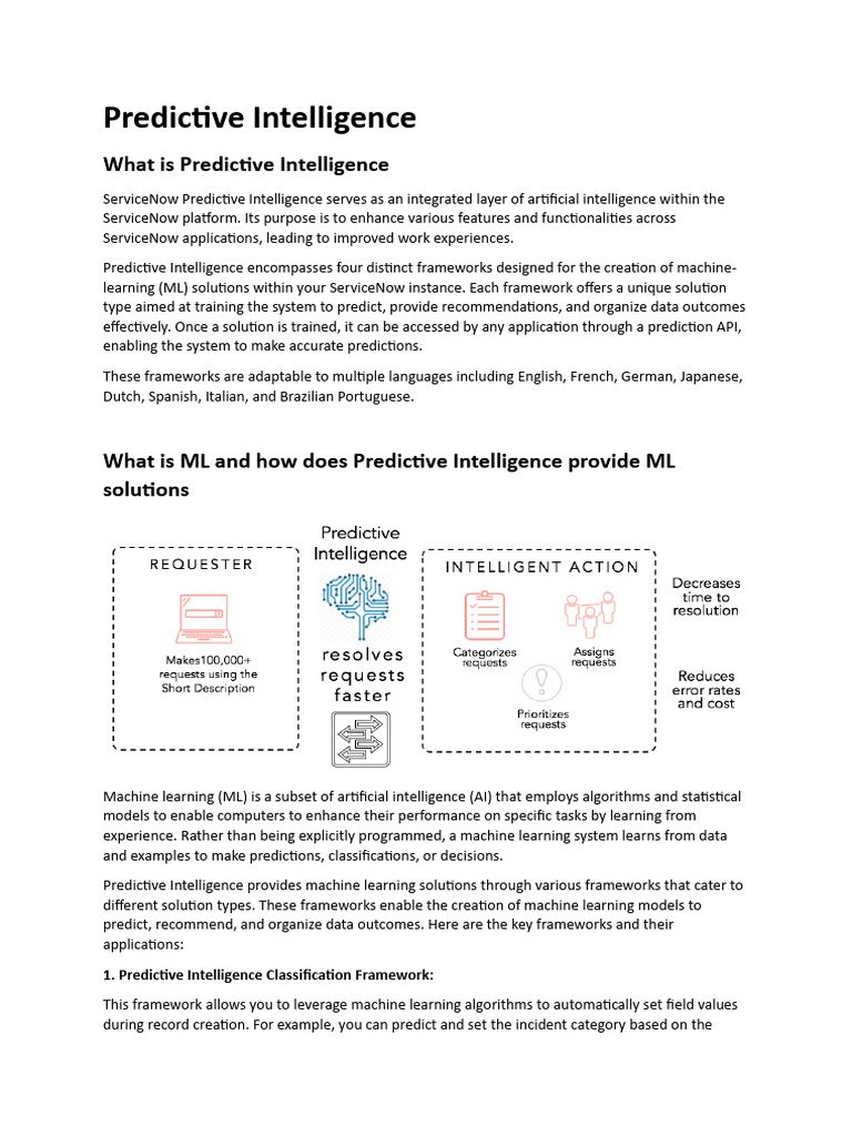 ServiceNow Predictive Intelligence Overview | PDF | Machine Learning ...
