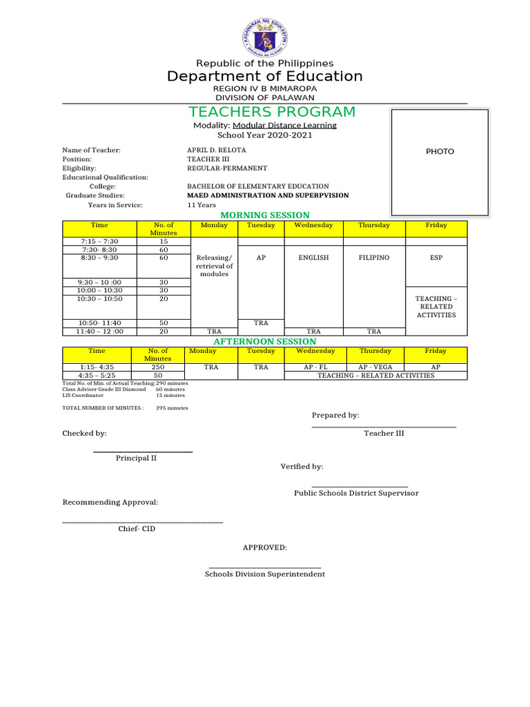 Teachers-Program Template | PDF